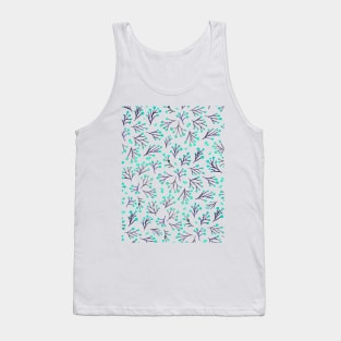 Watercolor winter flowers - indigo and aqua Tank Top